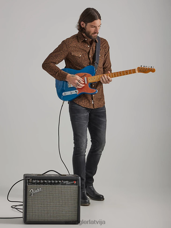 pelēki zils Pret grumbām Rietumu rūtains krekls ar īsām piedurknēm vīriešiem apģērbs Wrangler BFNTB442