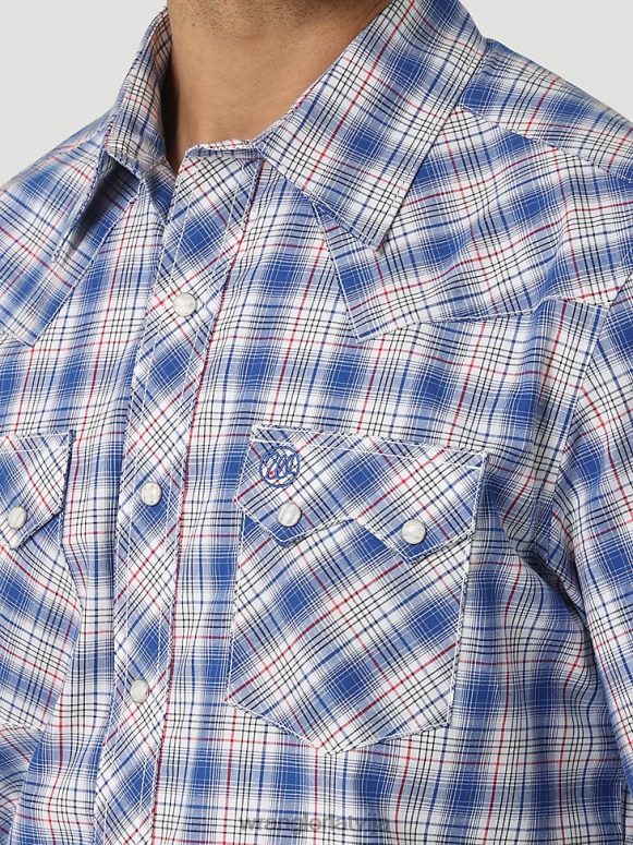 piknika flote retro rūtains kabatas krekls ar īsām piedurknēm vīriešiem apģērbs Wrangler BFNTB431