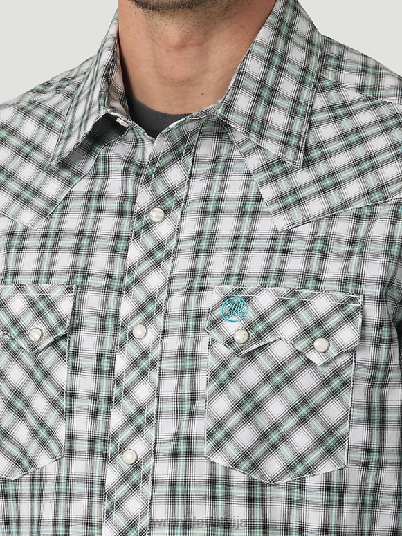 piknika zaļums retro rūtains kabatas krekls ar īsām piedurknēm vīriešiem apģērbs Wrangler BFNTB430
