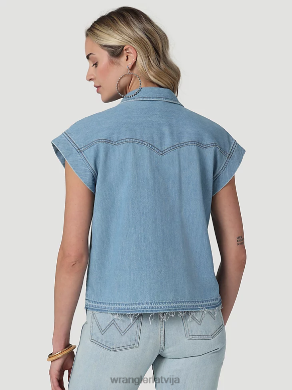 pop sarkans Retro bezpiedurkņu rūtains rietumu krekls sievietes apģērbs Wrangler BFNTB896