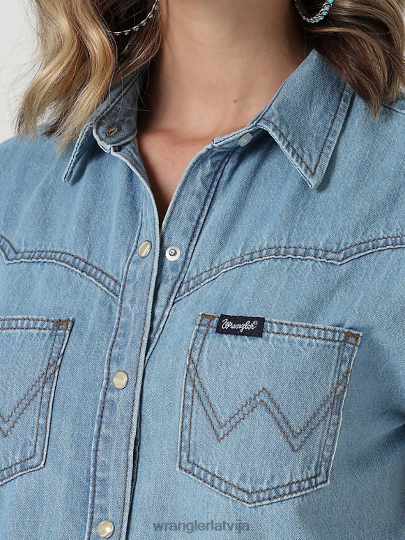 pop sarkans Retro bezpiedurkņu rūtains rietumu krekls sievietes apģērbs Wrangler BFNTB896