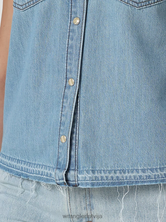 pop sarkans Retro bezpiedurkņu rūtains rietumu krekls sievietes apģērbs Wrangler BFNTB896