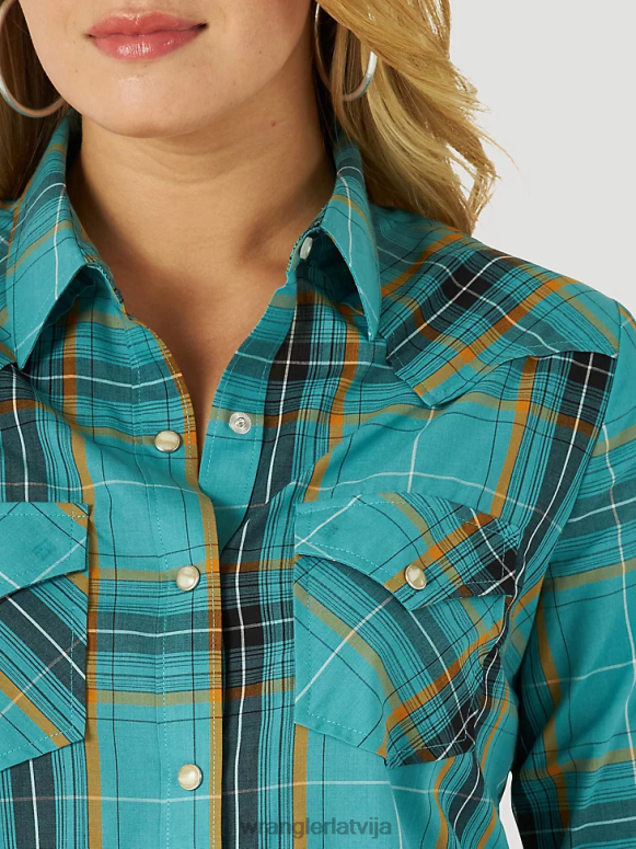 pop sarkans Retro bezpiedurkņu rūtains rietumu krekls sievietes apģērbs Wrangler BFNTB896