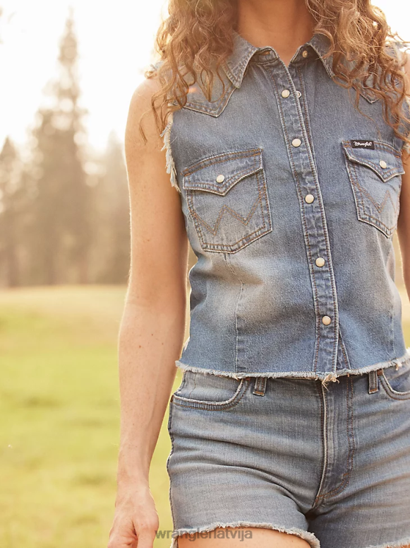 pop sarkans Retro bezpiedurkņu rūtains rietumu krekls sievietes apģērbs Wrangler BFNTB896