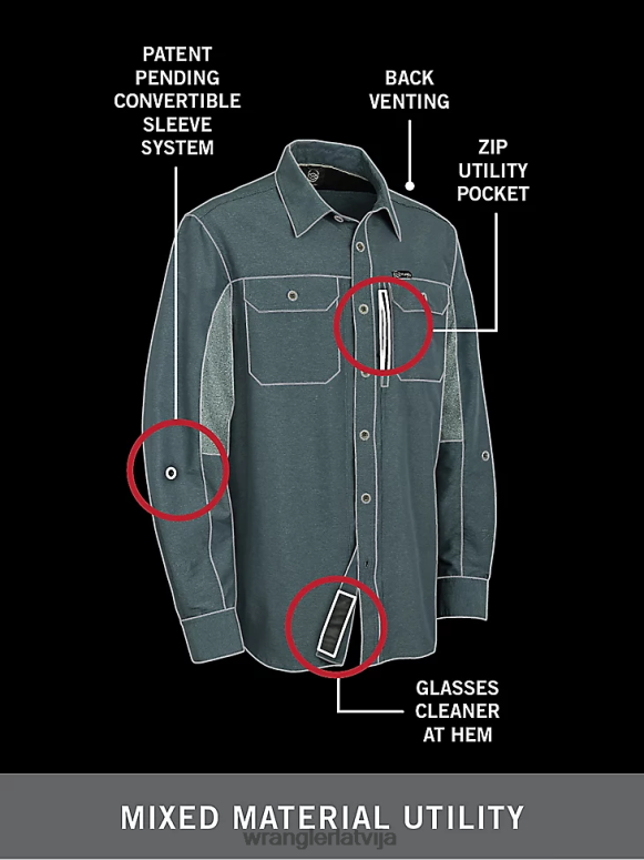 putekļainās olīvas atg mix materiāla krekls vīriešiem apģērbs Wrangler BFNTB377