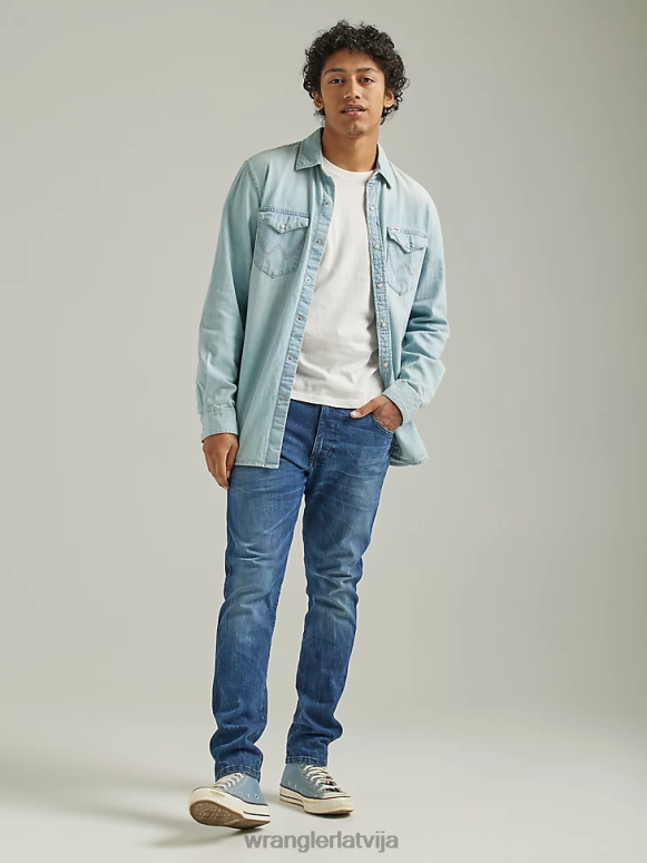 saplēsta viegla mazgāšana mantojuma redding brīvi pieguļošs džinss vīriešiem apģērbs Wrangler BFNTB185