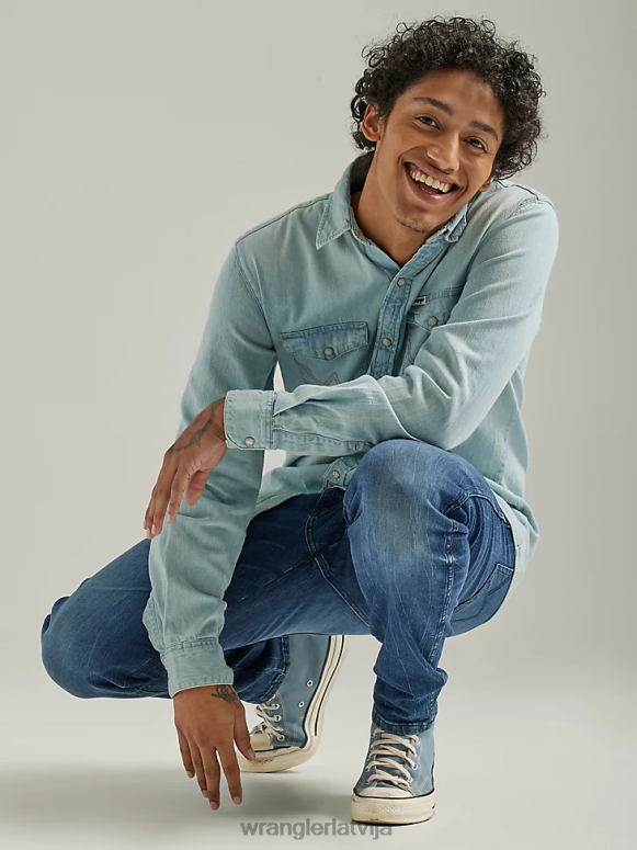 saplēsta viegla mazgāšana mantojuma redding brīvi pieguļošs džinss vīriešiem apģērbs Wrangler BFNTB185