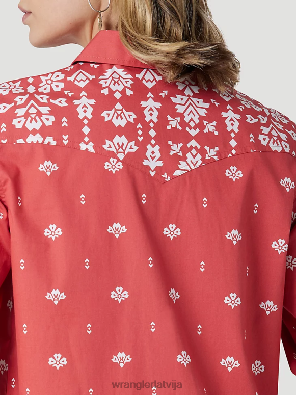 sarkans retro americana bandana rietumu krekls sievietes apģērbs Wrangler BFNTB882