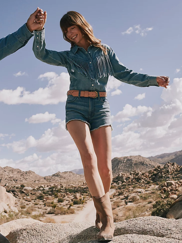 sarkans retro americana bandana rietumu krekls sievietes apģērbs Wrangler BFNTB882