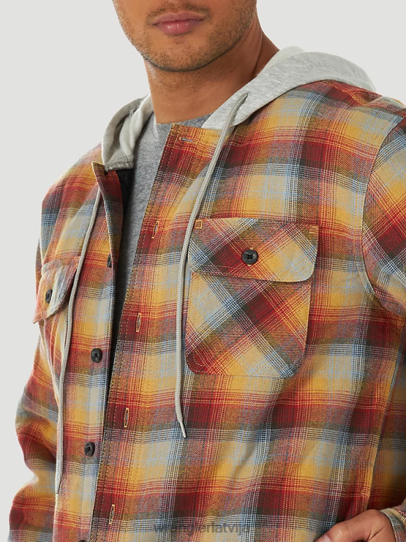 sarkans/dzeltens autentisks stepēts flaneļa kreklu jaka vīriešiem apģērbs Wrangler BFNTB394