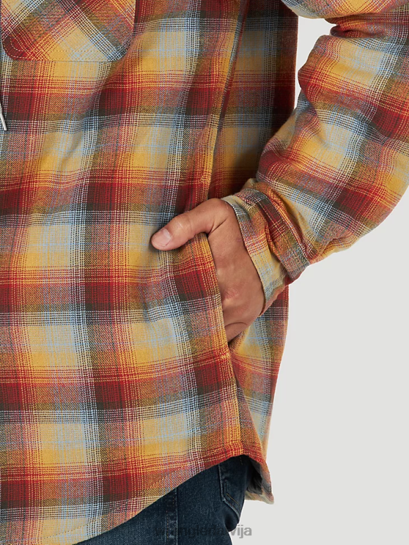 sarkans/dzeltens autentisks stepēts flaneļa kreklu jaka vīriešiem apģērbs Wrangler BFNTB394