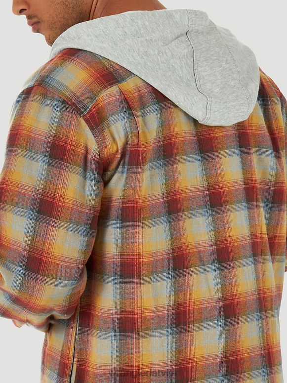 sarkans/dzeltens autentisks stepēts flaneļa kreklu jaka vīriešiem apģērbs Wrangler BFNTB394