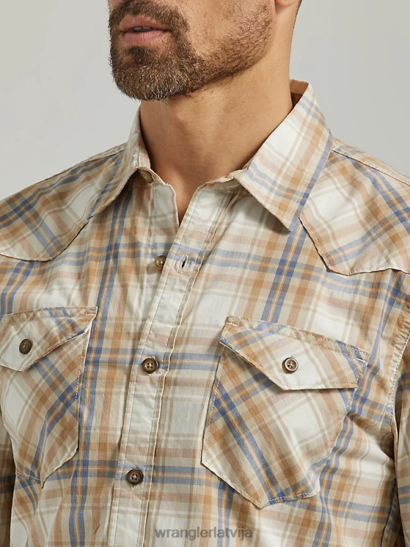 sarža pinums kovboju mazgāšanas rūtains krekls vīriešiem apģērbs Wrangler BFNTB410