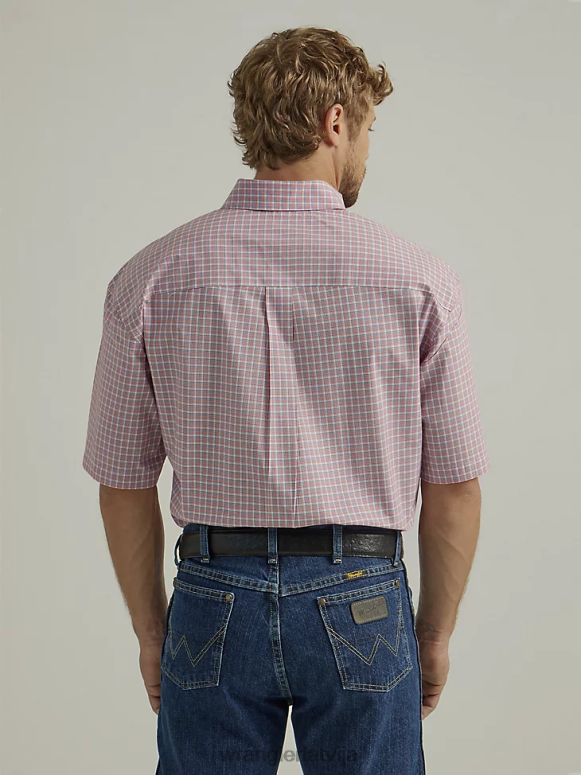 spilgti sarkans pleds Džordžs Strait rūtains krekls ar īsām piedurknēm ar 1 kabatas pogu vīriešiem apģērbs Wrangler BFNTB311