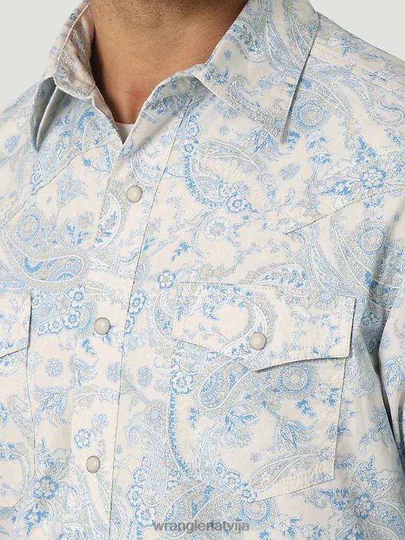 toile zils retro premium klases krekls ar pogām ar garām piedurknēm vīriešiem apģērbs Wrangler BFNTB426