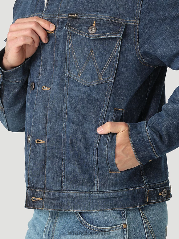 tumšs indigo džinsa jaka ar šerpu oderi vīriešiem apģērbs Wrangler BFNTB614