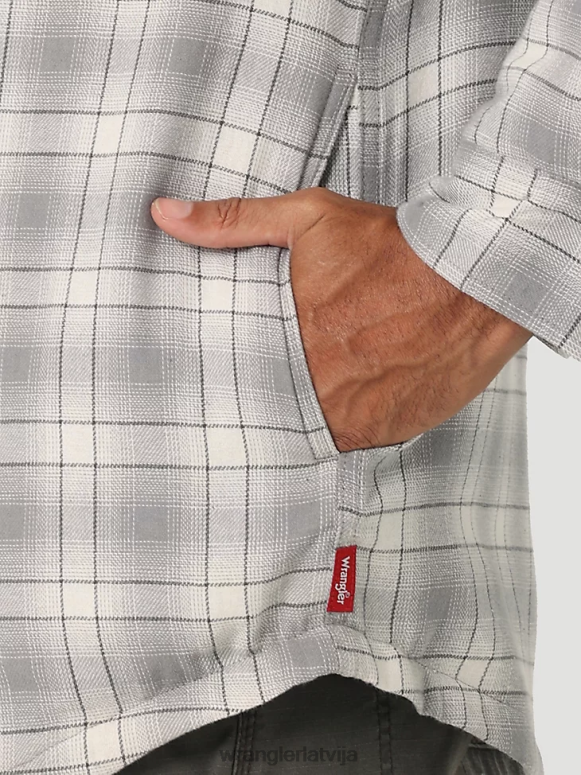 tvaikojošs pelēks smagsvara rūtainā kreklu jaka ar šerpu oderi vīriešiem apģērbs Wrangler BFNTB389