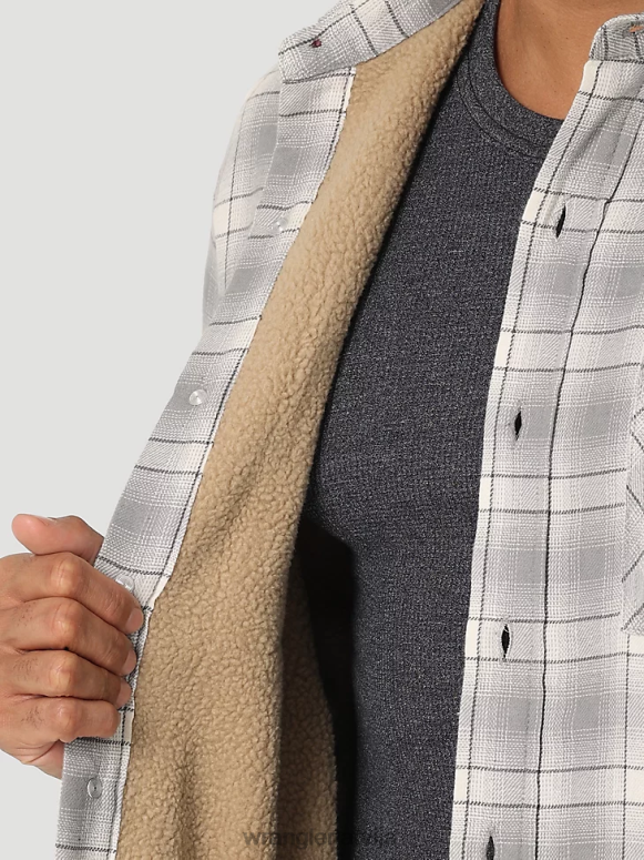 tvaikojošs pelēks smagsvara rūtainā kreklu jaka ar šerpu oderi vīriešiem apģērbs Wrangler BFNTB389