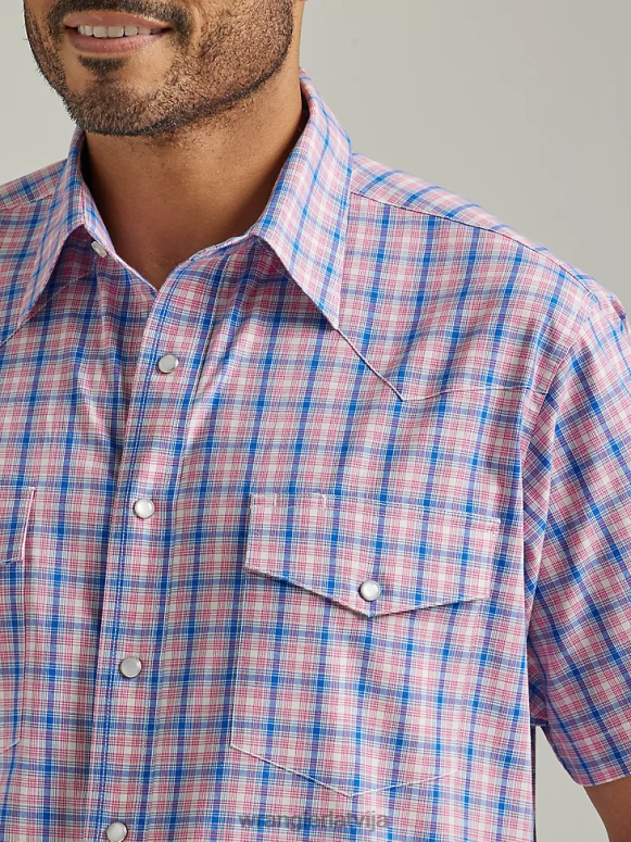 uguņošana zilā krāsā Pret grumbām Rietumu rūtains krekls ar īsām piedurknēm vīriešiem apģērbs Wrangler BFNTB446