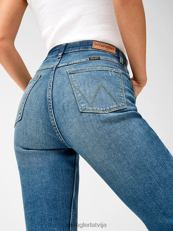 vidēji tumšs augstceltnes drosmīgi džinsi sievietes apģērbs Wrangler BFNTB730