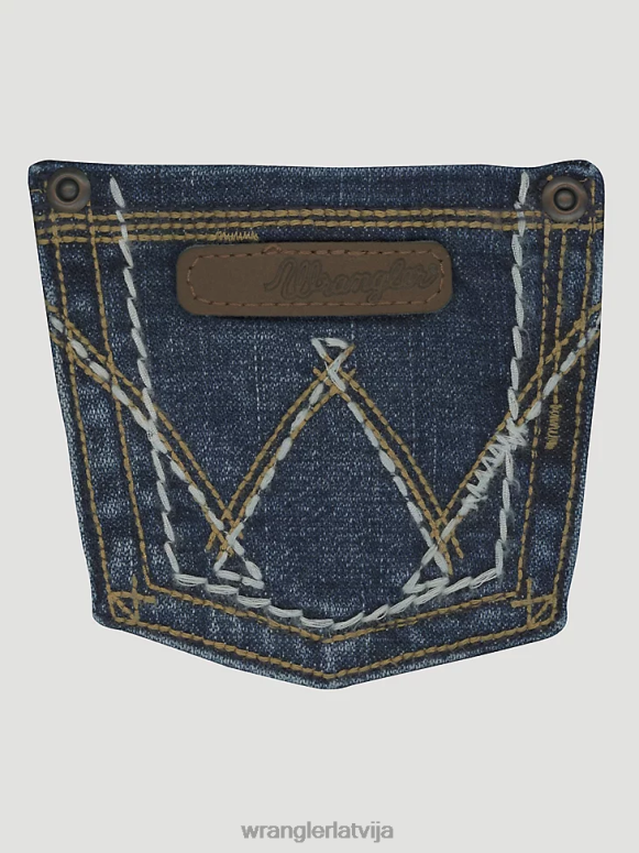 vidēji zils premium patch džinsi meitenes apģērbs Wrangler BFNTB1041