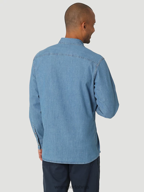 viegla mazgāšana sarža/džinsa krekls ar garām piedurknēm vīriešiem apģērbs Wrangler BFNTB375