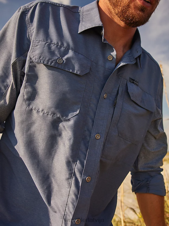 vintage indigo atg mix materiāla krekls vīriešiem apģērbs Wrangler BFNTB378