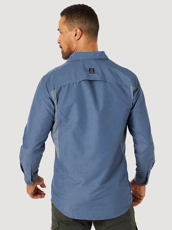 vintage indigo atg mix materiāla krekls vīriešiem apģērbs Wrangler BFNTB378