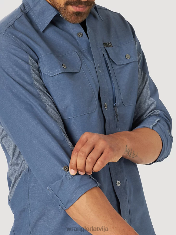 vintage indigo atg mix materiāla krekls vīriešiem apģērbs Wrangler BFNTB378