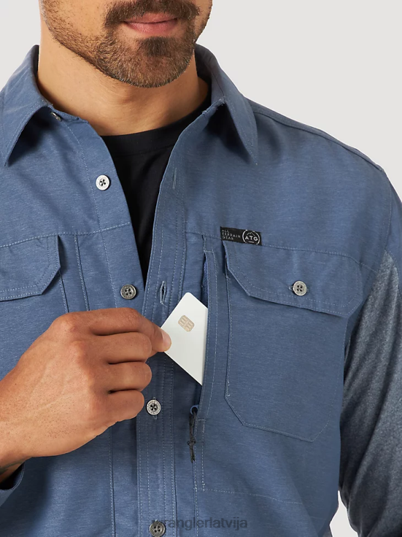 vintage indigo atg mix materiāla krekls vīriešiem apģērbs Wrangler BFNTB378