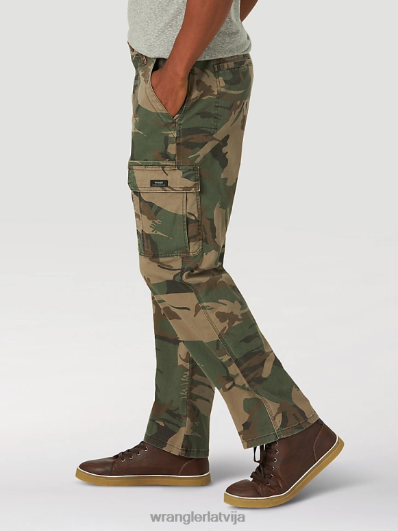 zaļi brūns camo Pieczvaigžņu premium klases relaksētas flex cargo bikses vīriešiem apģērbs Wrangler BFNTB220