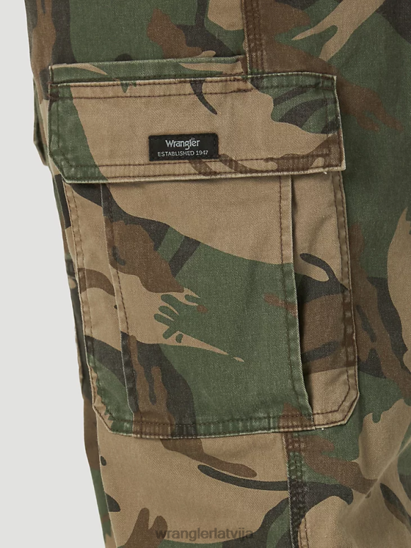 zaļi brūns camo Pieczvaigžņu premium klases relaksētas flex cargo bikses vīriešiem apģērbs Wrangler BFNTB220