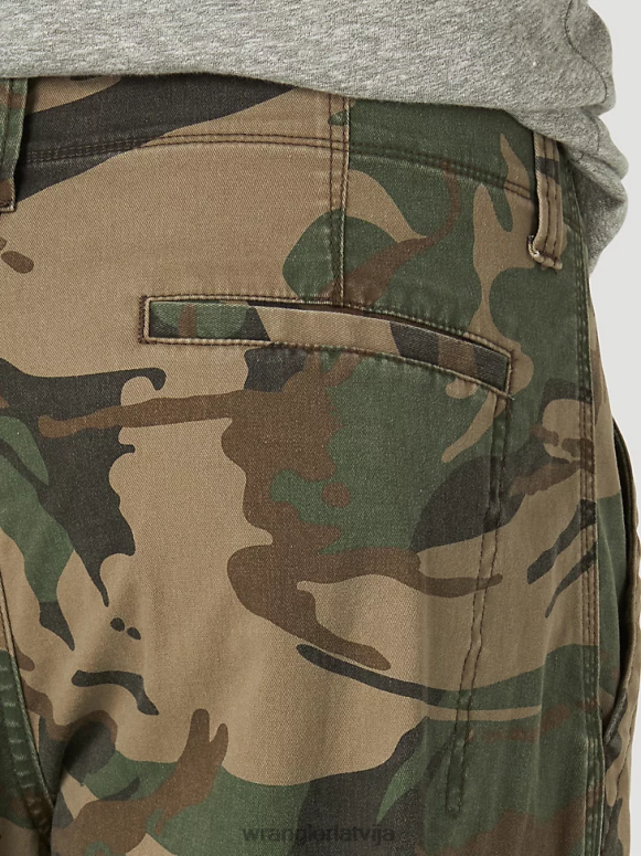 zaļi brūns camo Pieczvaigžņu premium klases relaksētas flex cargo bikses vīriešiem apģērbs Wrangler BFNTB220