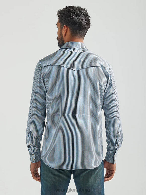 zili pelēks rūtains krekls ar garām piedurknēm vīriešiem apģērbs Wrangler BFNTB436