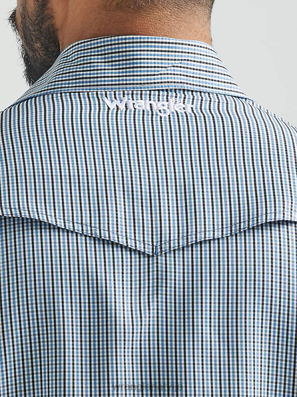 zili pelēks rūtains krekls ar garām piedurknēm vīriešiem apģērbs Wrangler BFNTB436