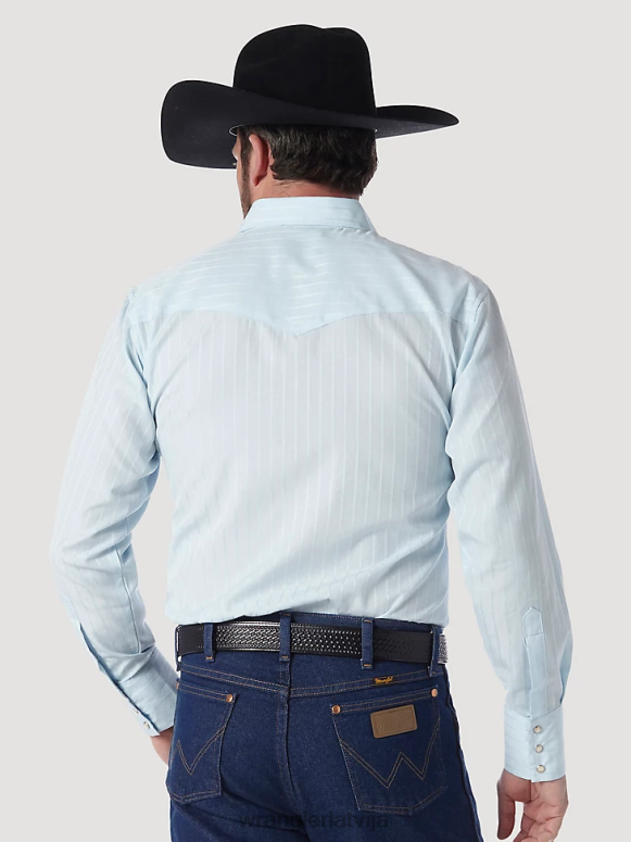 zils Rietumu krekls ar garām piedurknēm rietumu snap Dobby svītru krekls vīriešiem apģērbs Wrangler BFNTB466