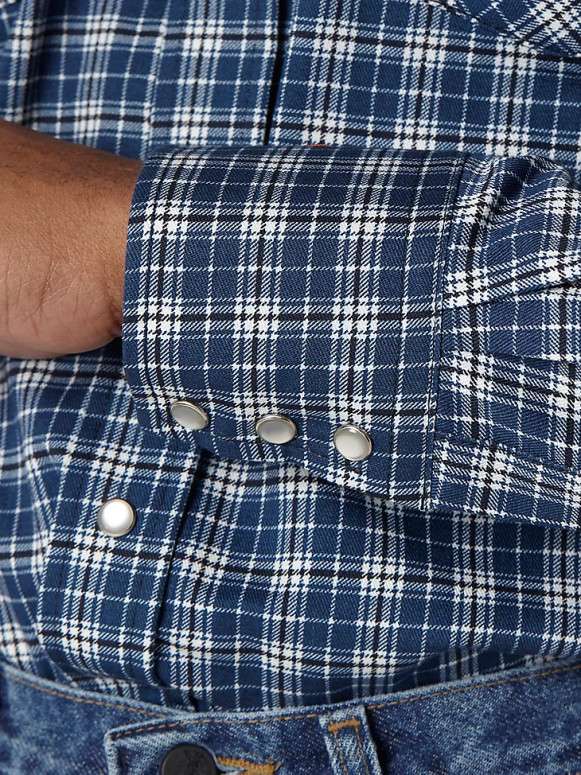 zils/melns fr Ugunsizturīgs rūtains krekls ar garām piedurknēm vīriešiem apģērbs Wrangler BFNTB501