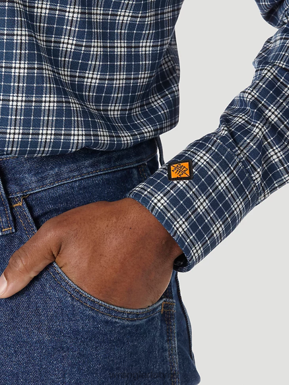zils/melns fr Ugunsizturīgs rūtains krekls ar garām piedurknēm vīriešiem apģērbs Wrangler BFNTB501