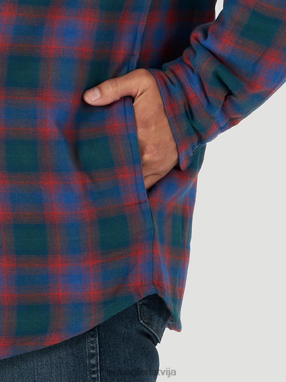 zils/sarkans autentisks stepēts flaneļa kreklu jaka vīriešiem apģērbs Wrangler BFNTB392