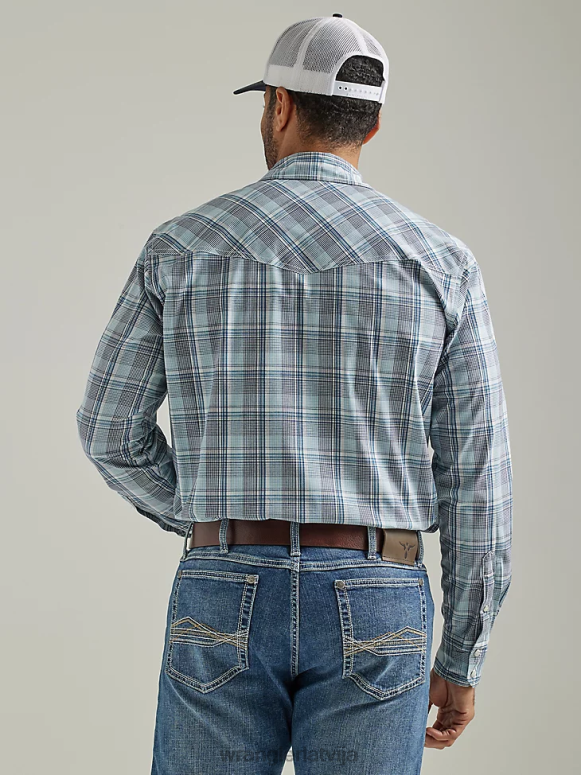 zilās jūras flote 20x sacensību uzlabota komforta krekls ar garām piedurknēm ar divām kabatām rietumu rūtainu kreklu vīriešiem apģērbs Wrangler BFNTB495